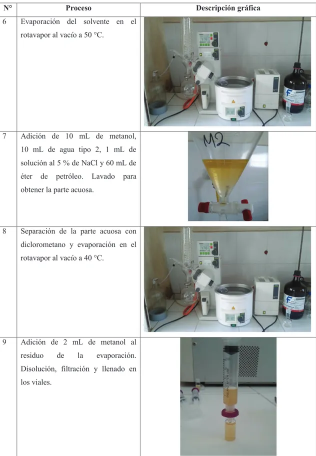 Tabla 2.2. Proceso para la preparación de las muestras (continuación…) 
