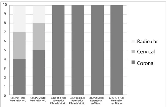 Figura 3. Localización de fracturas según el retenedor utilizado