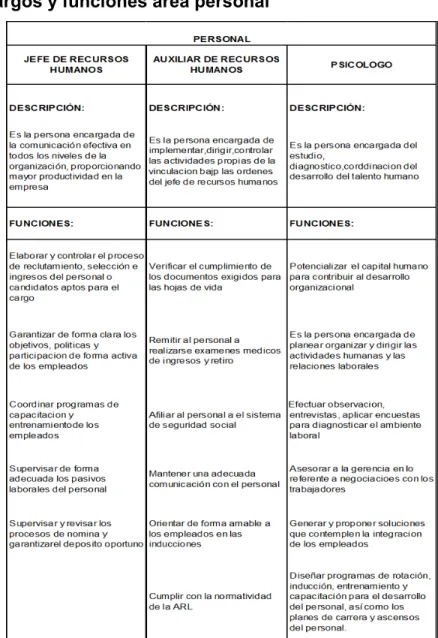 Figura 17. Cargos y funciones área personal 