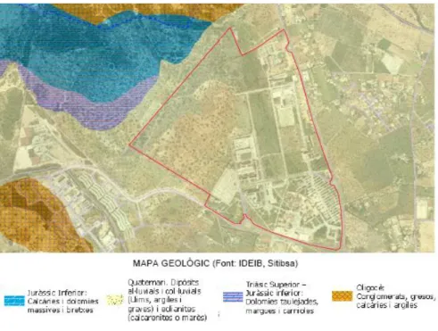 Figura 2. Mapa geològic del Campus UIB (Font: ISA) 