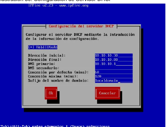 Ilustración 30. Configuración de Servidor DHCP 