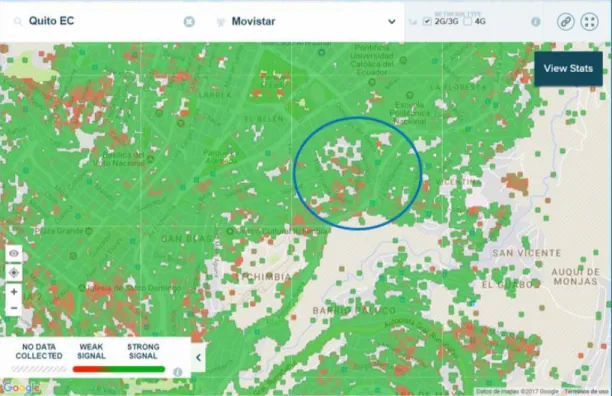 Figura 1.20. Mapa de cobertura para la operadora CNT EP [44] 