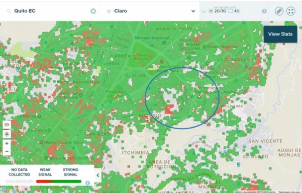 Figura 1.21. Mapa de cobertura para la operadora Claro [44] 