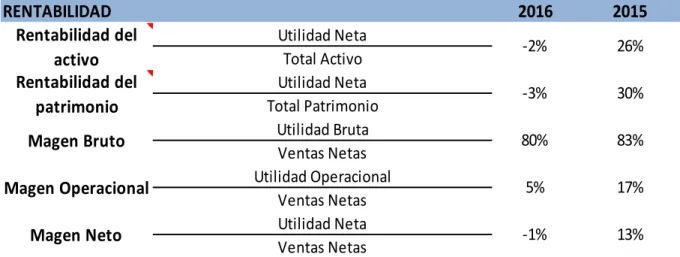 Gráfico 16. Rentabilidad 2016-2015 