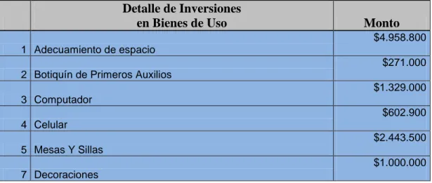 Tabla 9 Inversiones 