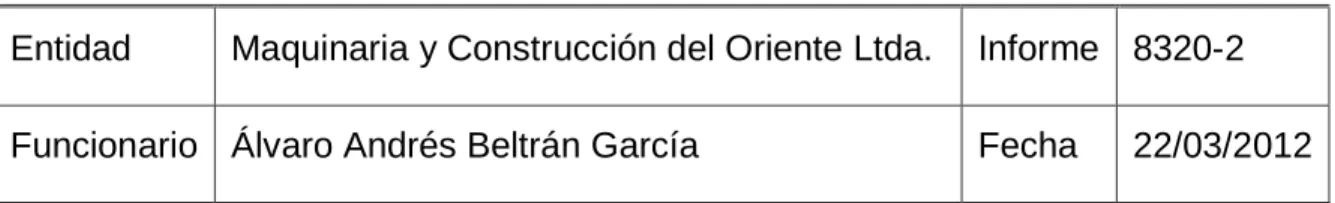 Tabla 6. Informe medición al valor razonable de la torre grúa 