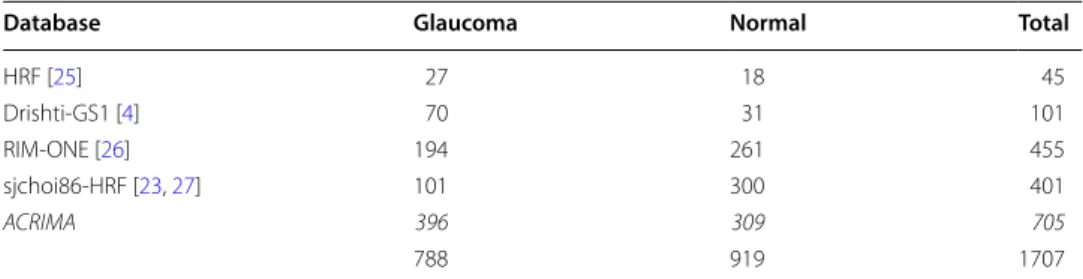 Table 1  List of all the public available databases with glaucoma labels