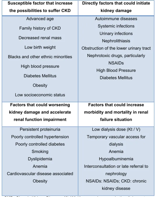 Table 1. 2 CKD risk factors According to Martinez-Castelao et al 2014  Susceptible factor that increase 