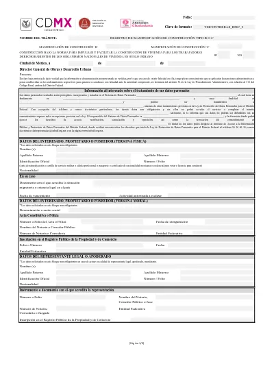 Folio: TMCONTRERAS_RMC_2. Clave De Formato: REGISTRO DE MANIFESTACIÓN ...