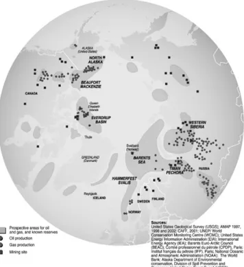Fig. 8: Reservas potenciales de gas y petróleo en el Ártico 149