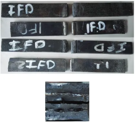 Figura 3.5.- Fractura después del ensayo de tracción realizado en las probetas con IFDs  de 25 mm (1 in.) 