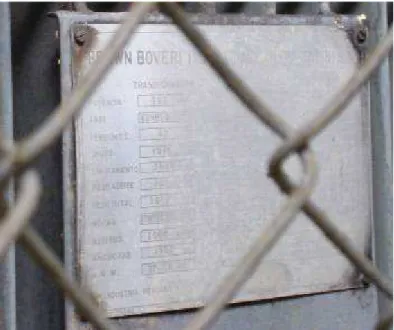Figura 1.5 Fotografía de los datos de placa del transformador. 