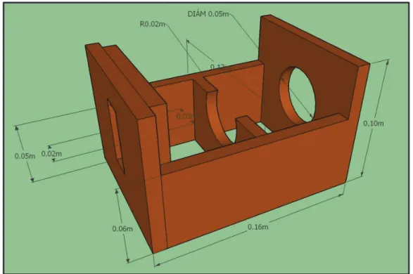 Figura 2.6 Esquema del soporte para el tornillo sin fin y el servomotor.