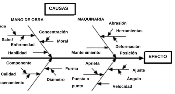 Figura 2. 5. Aspecto de un diagrama causa-efecto. 