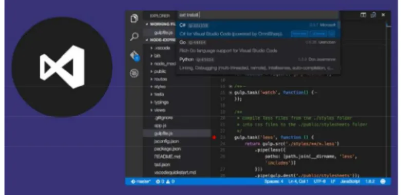 Figura 1.6. Logo de Visual Studio Code e imagen del editor [26] 