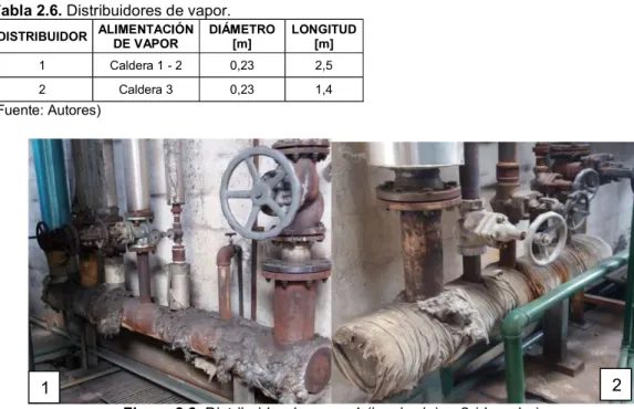 Tabla 2.6. Distribuidores de vapor.