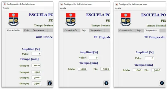 Figura 2.31. Configuración de amplitudes y tiempos de las perturbaciones. 