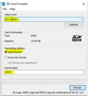 Figura 3.5 SD Card  Formatter arranque de tarjeta MicroSD. 
