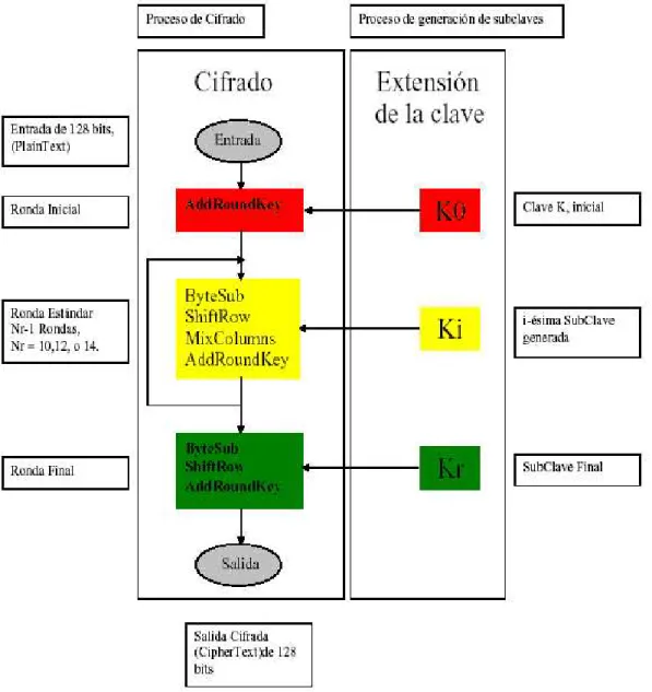 Figura 2.10. Funciones del algoritmo AES [22] 