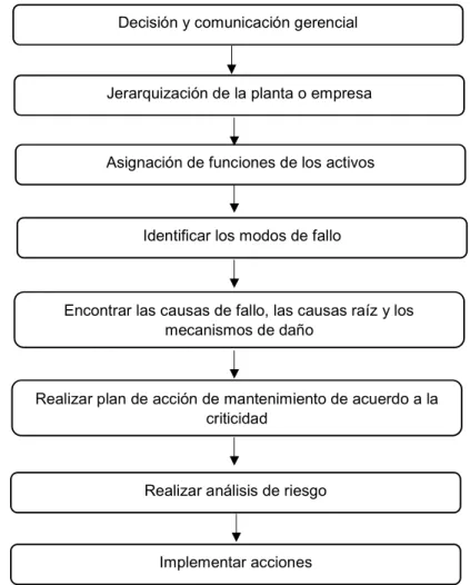 Figura 1.16. Pasos para implementar el mantenimiento basado en riesgos [21] 