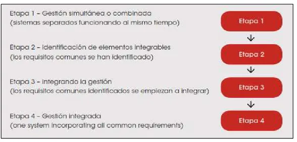 Figura 8. Etapas para la gestión integrada  (Fuente: Miguel, J. 2013)