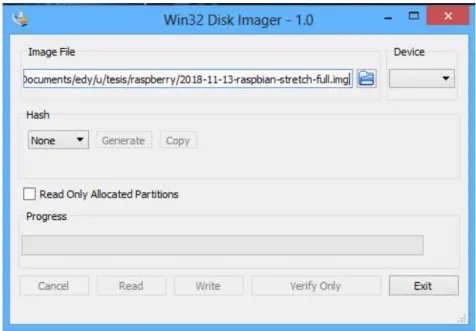 Figura 2.9 Interfaz del programa Win32DiskImager