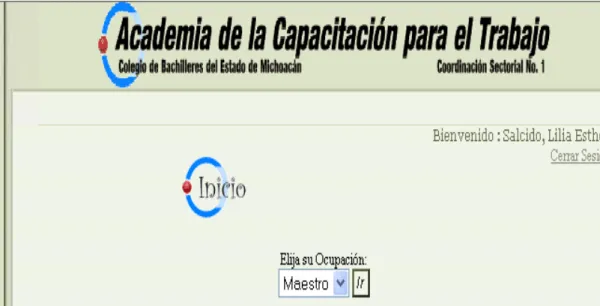 Figura 7. Espacio para elegir sección de usuarios. 