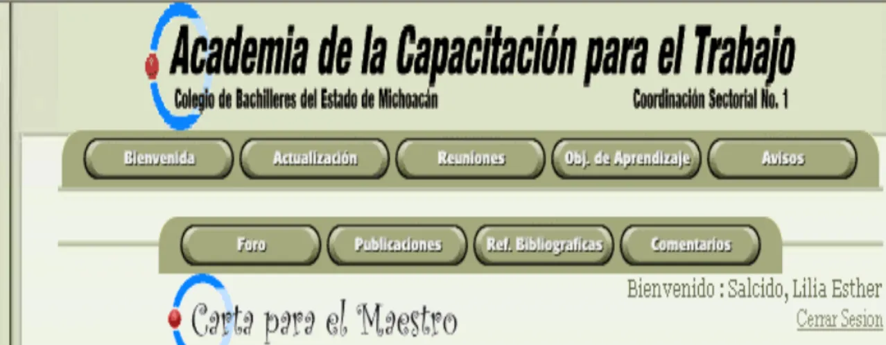 Figura 8. Menú de sección virtual del profesor. 
