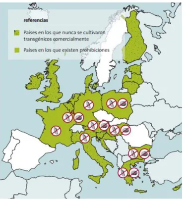 Figura 4. Países de la Unión Europea libres de transgénicos 