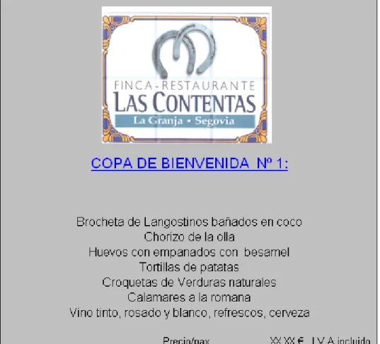 Figura 2.1 Ejemplo de Menú de aperitivo 