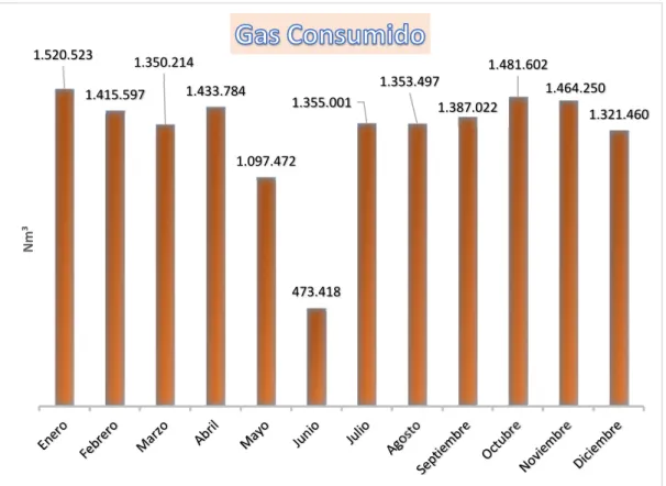 Figura 44. Grafica gas natural consumido año 2015 