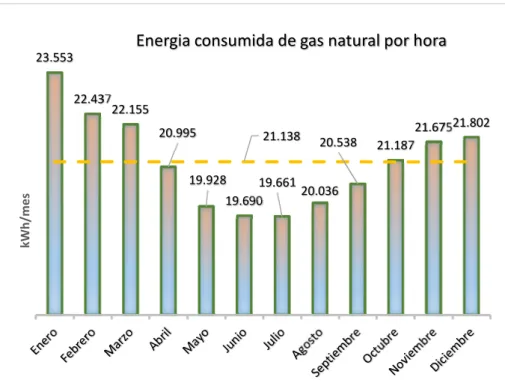 Figura 50. Grafica gas natural consumido por hora año 2015 