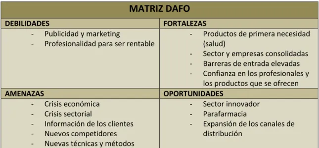 Tabla 5. Matriz DAFO 