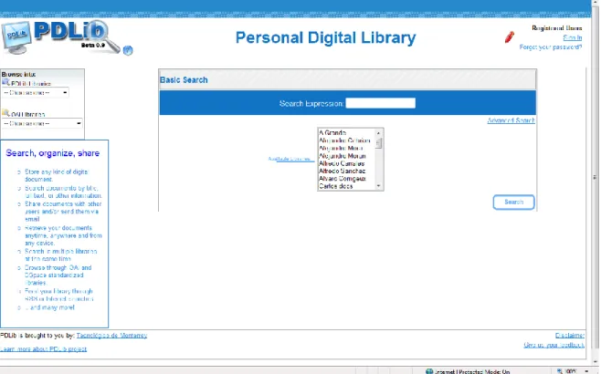Figure 3: PDLIB system webclient screenshot (PDLIB, 2007). 