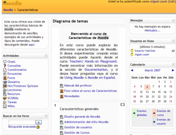 Figura 5.3 Pantalla principal de MOODLE 