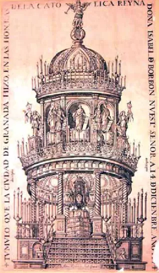 Fig. 6. Anna heylan. «tumulo que la ciudad de granada hizo, en las honras de la  catolica reyna doña isabel de borbón nuestª 