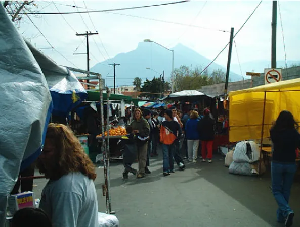 Foto 1. Vista del mercado Unión sobre la calle Peinadores. Al Fondo, el Cerro de la  Silla