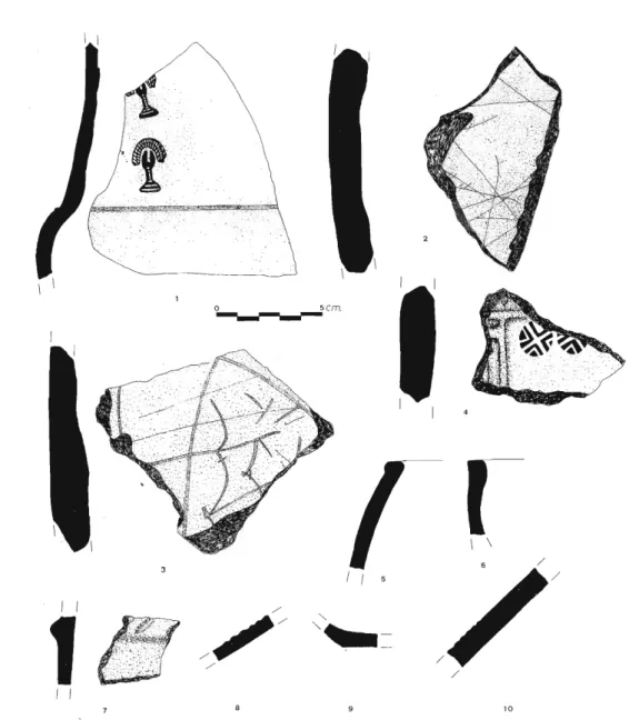 Fig. 22  - Pla del Moro: 1 al 4;  poblat medieval sobre la Rambla de la Viuda: 5 al 9; 