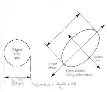 Figura 2.6 Círculo estirado en elipse debido a la deformación [4] 