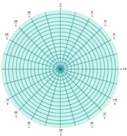 Figura 6: Las coordenadas polares en el plano no son m´as que una malla constituida por circulos conc´entricos y l´ıneas radiales