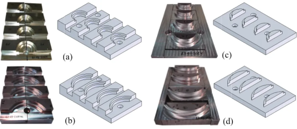 Figure 4.1: Test pieces designed for the experimentation with concave and convex paths