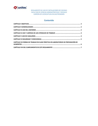 Reglamento De Uso De Instalaciones De Cocinas Facultad De Ciencias Administrativas Y Sociales 5144