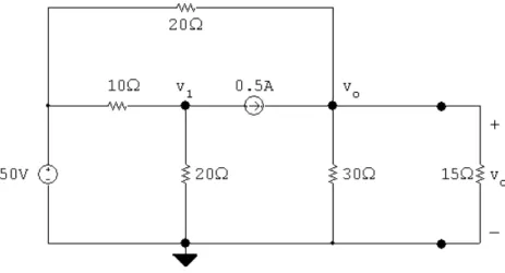 Figure 5: The circuit for Th¶ evenin Equivalent Example 1, prepared for node voltage analysis.
