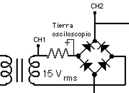 Figura 3: Detalle de la conexión de la resistencia de baja denominación  y de las puntas del osciloscopio para medir la corriente pico por el secundario del transformador, relacionándola con el