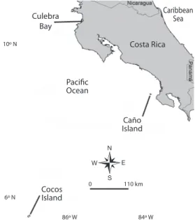 Fig. 1. Study areas: Culebra Bay, Caño Island, Cocos  Island.