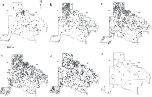 Fig. 1. Observed distribution of seedlings and adult trees within a 6.37 ha research plot in Southeast Nicaragua from 2002  to 2006