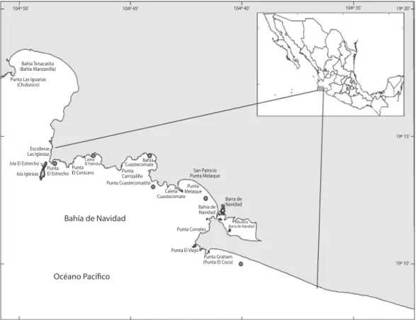 Fig. 1. Study area: Bahía de Navidad, Jalisco, México.