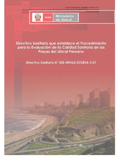 Directiva Sanitaria N 038-MINSA/DIGESA-V.01. Directiva Sanitaria Que ...