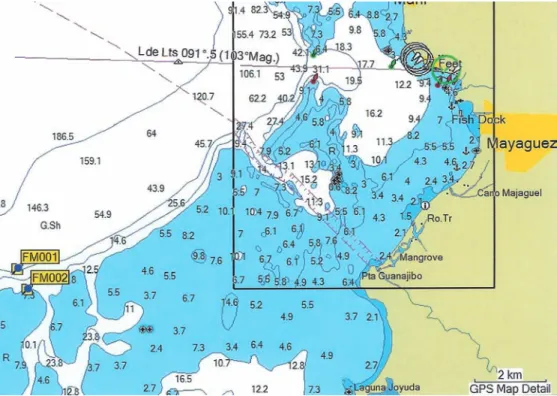 Fig. 4. Fish sampling stations in the Mayaguez area, which was included in the Rincon Region for analysis.