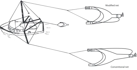 Fig. 1. Rigging of trawling nets in the experimental cruises.